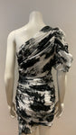 ALEXANDRE VAUTHIER Puff-shoulder Asymmetric Floral-print Mini Dress Size F 38 ladies