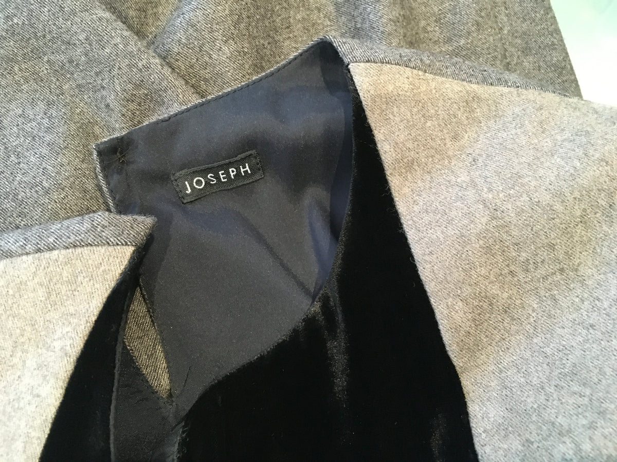 JOSEPH Women's Grey Wool Velvet Insert Dress Size F 38 UK 10 US 6 ladies