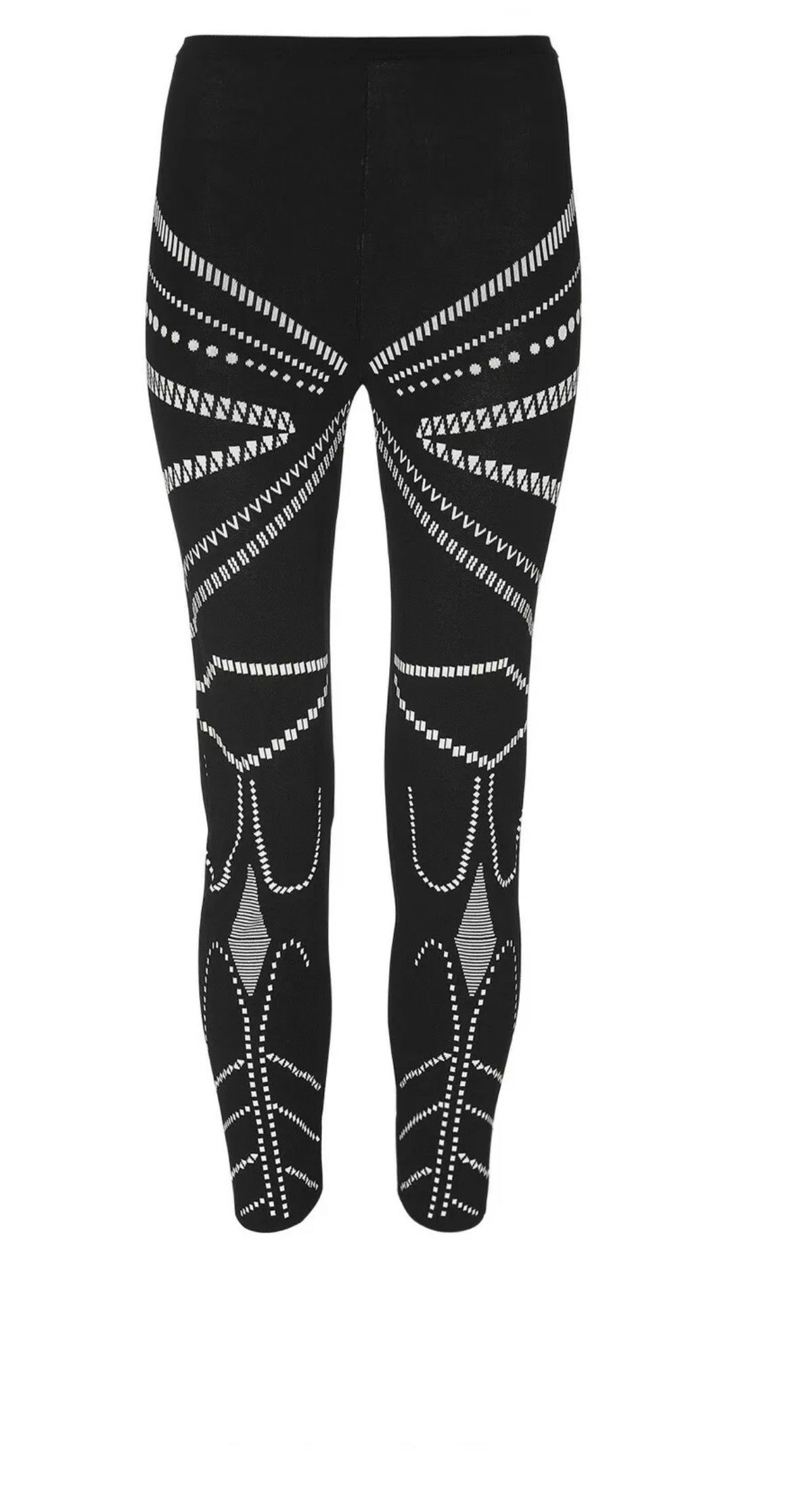 AZZEDINE ALAÏA ALAIA BLACK PRINTED KNITTED LEGGINGS SIZE M MEDIUM ladies