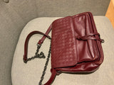 Bottega Veneta Burgundy Leather Intrecciato Handbag Bag ladies