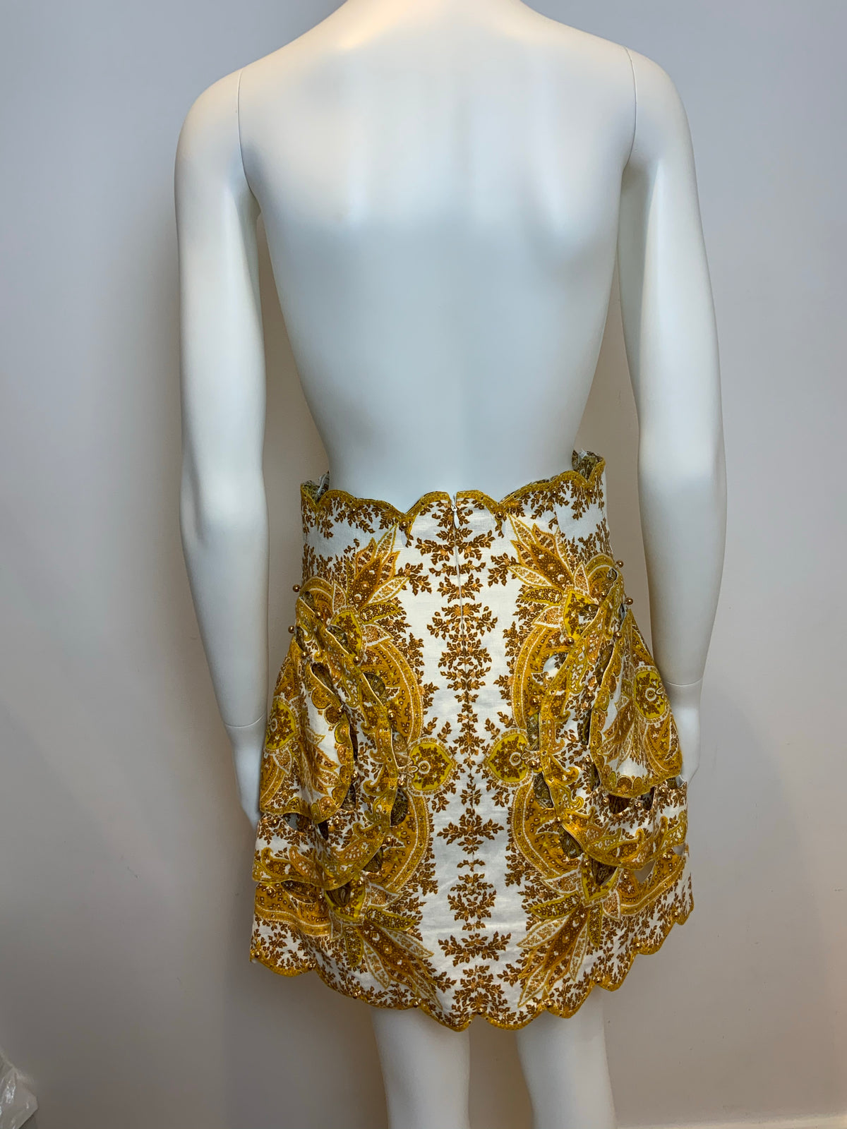ZIMMERMANN Zippy Golden Scallop Cut Out Skirt Size 1 UK 10 US 6 FR 38 ladies