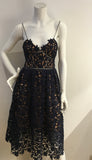 SELF-PORTRAIT Azaelea lace midi navy blue dress Size UK 10 US 6 ladies