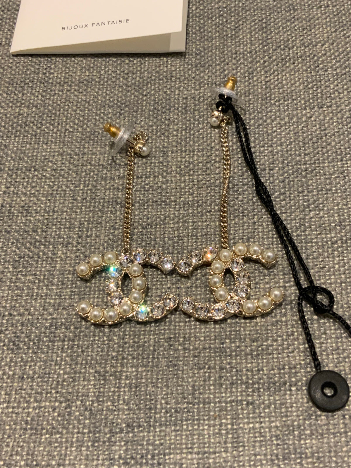 CHANEL 2020 Crystals & Pearls Large CC Drop Earrings ladies