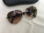 CHANEL 4195Q Havana Brown Leather Quilting Aviator Sunglasses LADIES