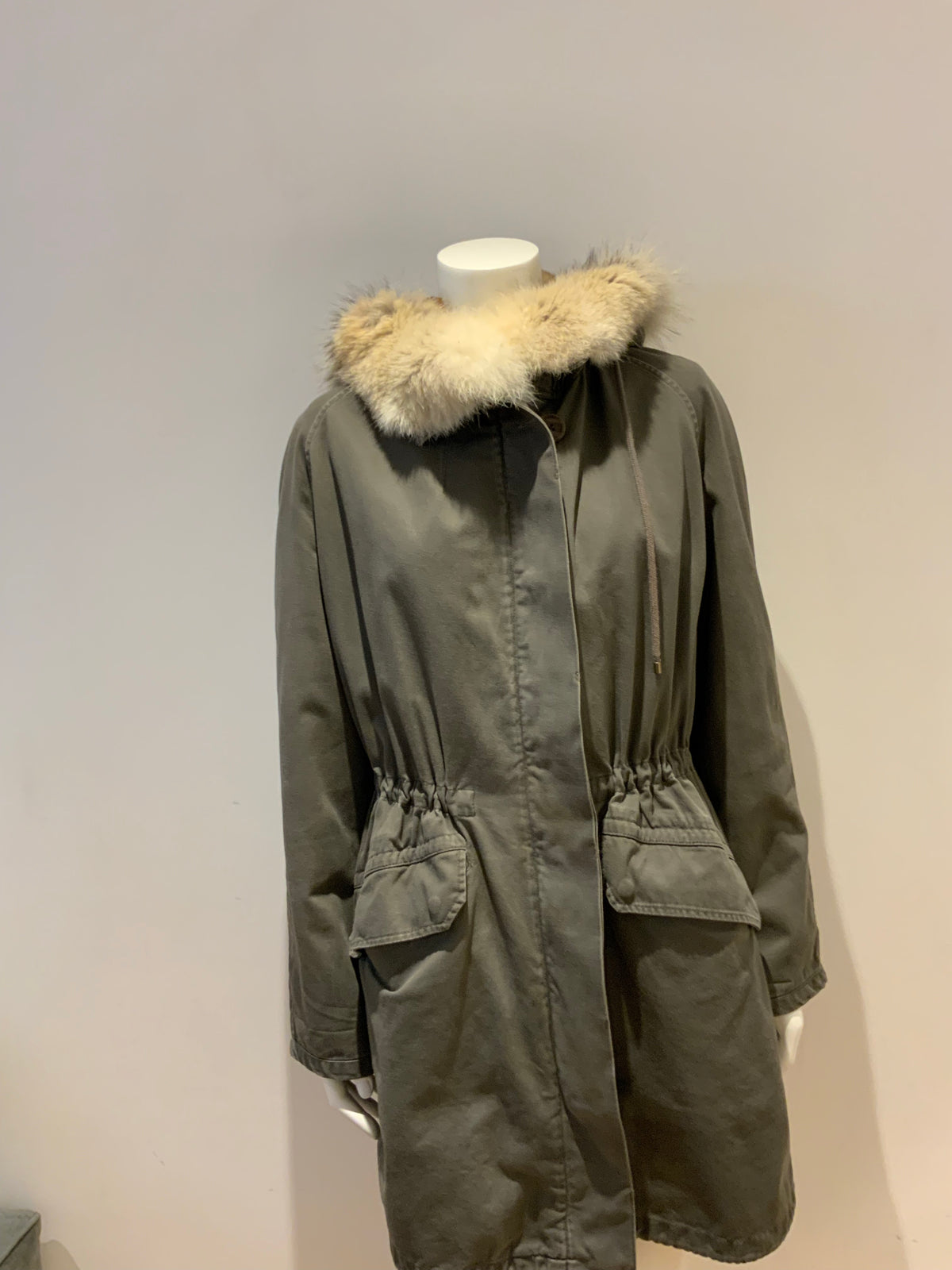 Yves Salomon Army Collection natural coyote fur jacket Sz F 36 S Small ladies