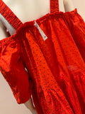 H&M red cotton off shoulder boho peasant dress Size UK 12 L large ladies
