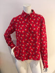 Talie NK red printed pure silk blouse size F 38 UK 10 US 6 ladies