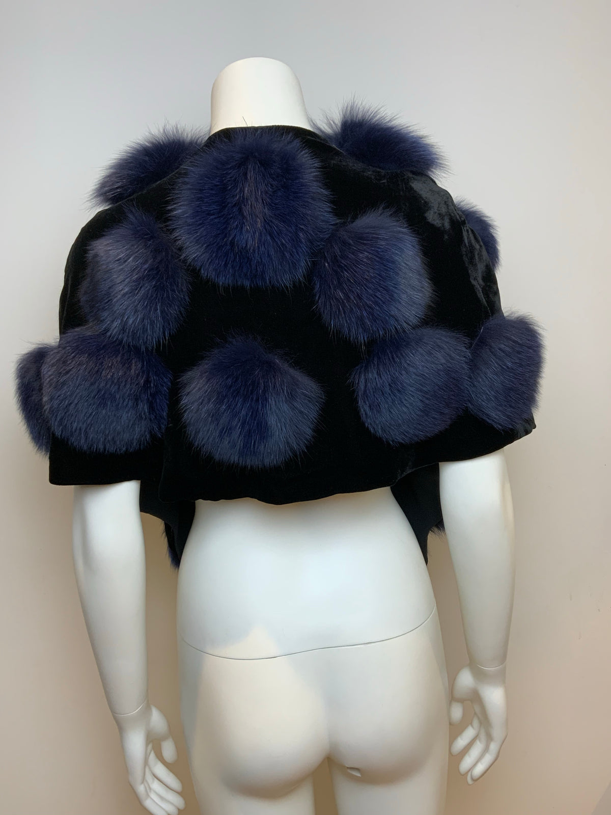 Giorgio Armani velvet fox fur evening couture bolero cape jacket One Size fit All ladies