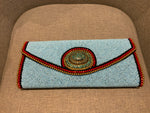 Turquoise Beaded Hand-painted Clutch Bag Evening Bag Amazing ladies