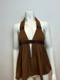 Sass & Bide MOST WANTED Brown Silk Halter Top Sequins EU 38 UK 6 US 2  ladies