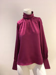 INTERMIX Alma Fuchsia Silk Charmeuse Blouse Size US 4 UK 8 S SMALL ladies