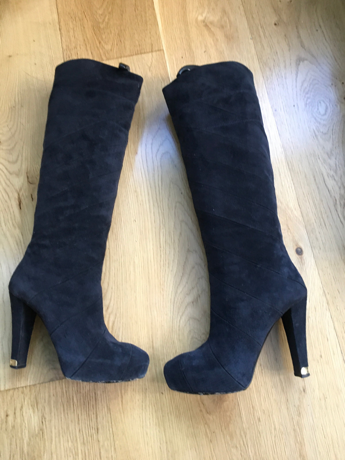 LOUIS VUITTON platform boots Fairy line suede navy blue ladies