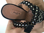 Azzedine Alaïa Black laser cut suede platform studded sandals Ladies