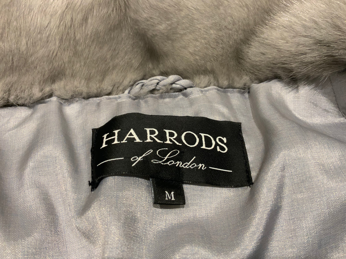 HARRODS OF LONDON SILVER GREY MINK JACKET FUR COAT Size M MEDIUM ladies