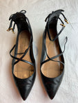 Black Leather Aquazzura Women's Ballet Flats shoes flats Size 35 UK 2 US 5 ladies