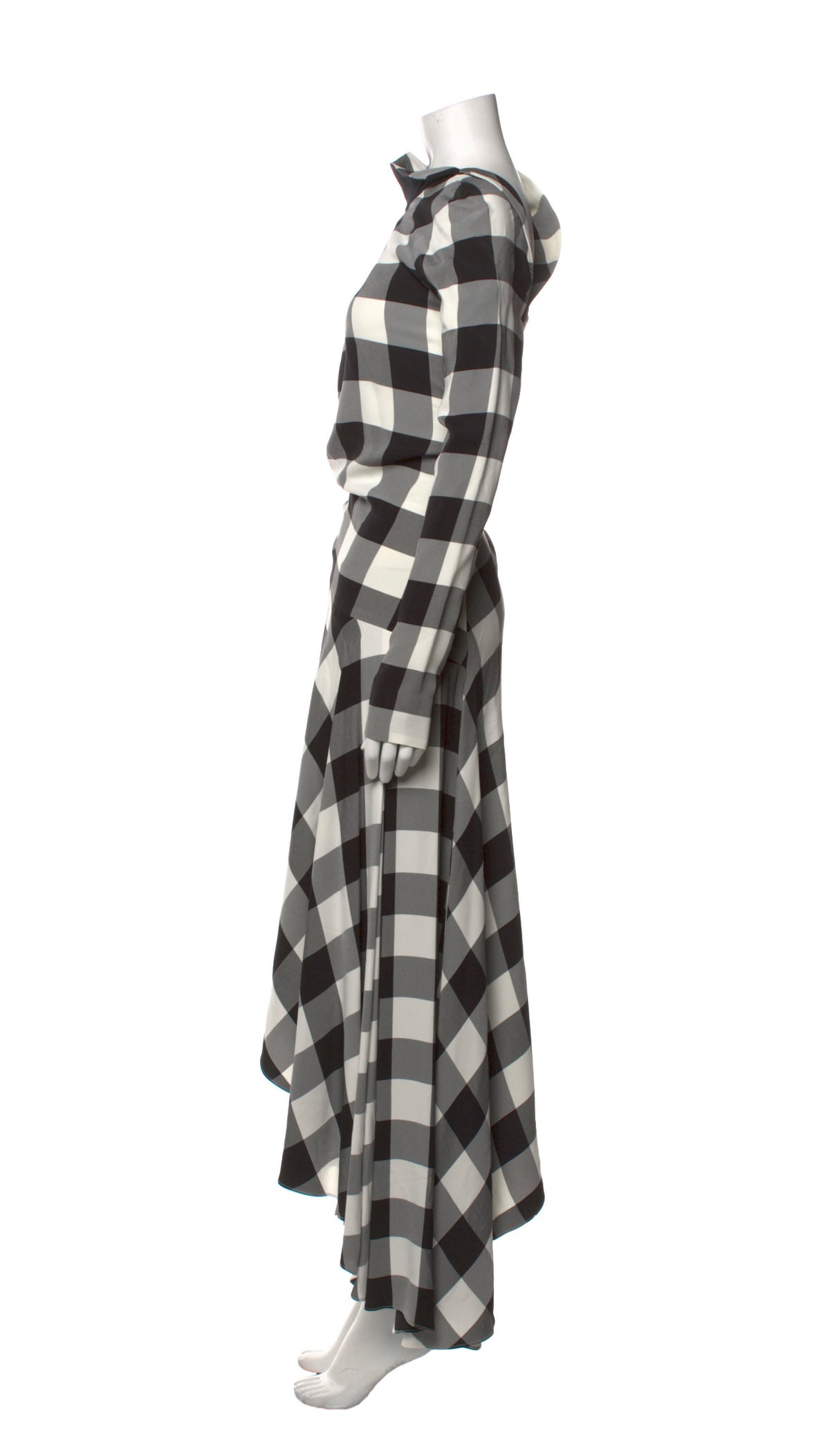 Monse Woman Asymmetric Cutout Gingham Crepe Midi Dress Black Size US 6 UK 10 ladies