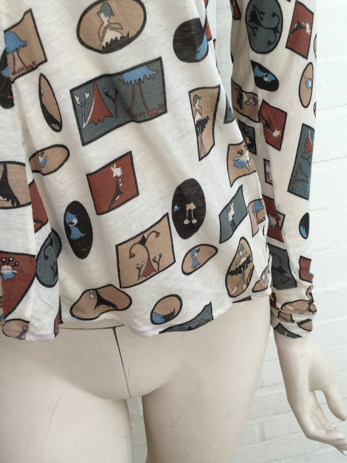 MARNI MULTICOLOR PRINTED LONG SLEEVES CROPPED TOP SIZE I 44  Ladies