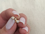 14K 14ct 585 Yellow Gold Diamond Stud Earrings Piercing Ladies