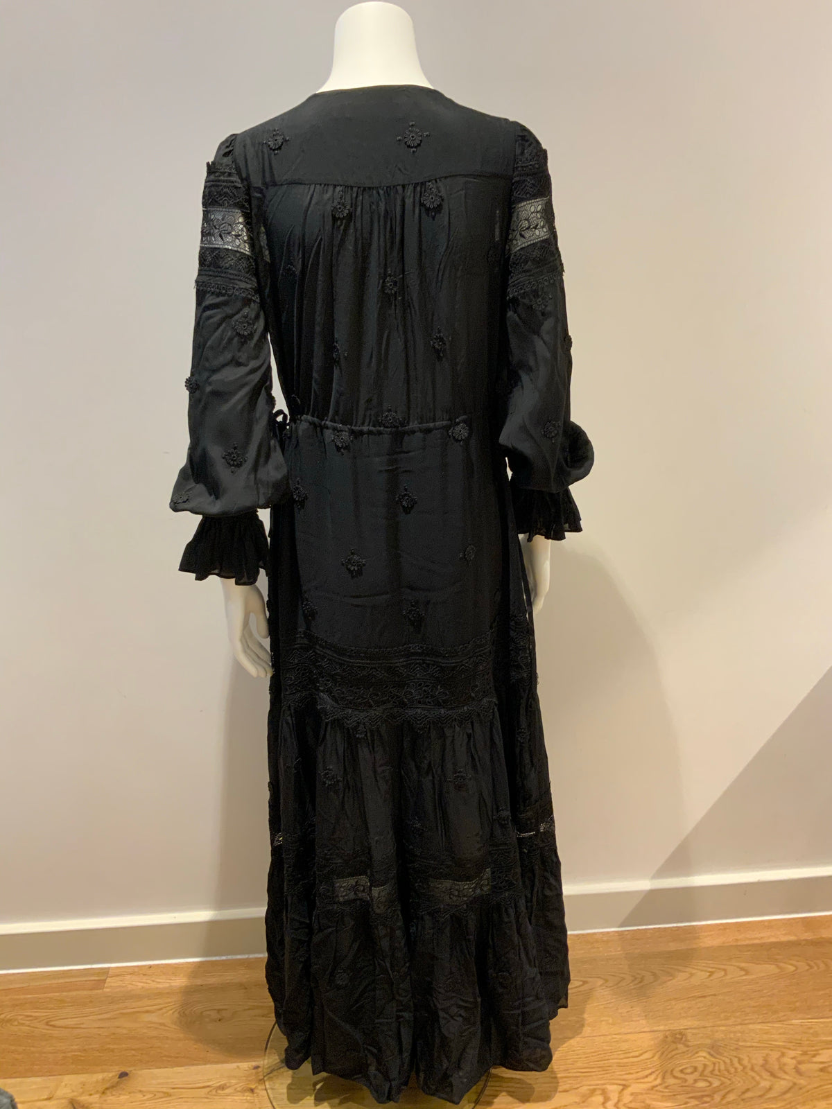 SELF-PORTRAIT 2021 Black 3D Plumetis Maxi Dress SIZE UK 10 US 6 ladies