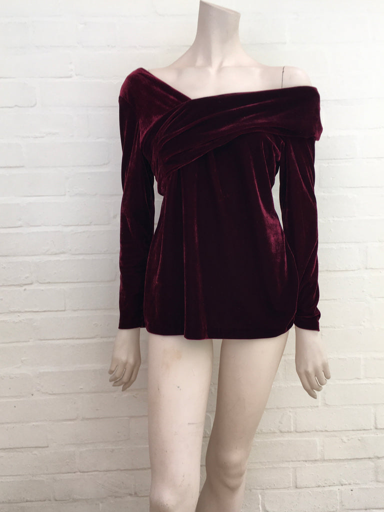 Reiss Womens Carrey Off Shoulder Velvet Burgundy Top Size UK 12 US 8 l Afashionistastore Reiss Womens Carrey Off Shoulder Velvet Burgundy Top Size UK 12 US 8 l Afashionistastore