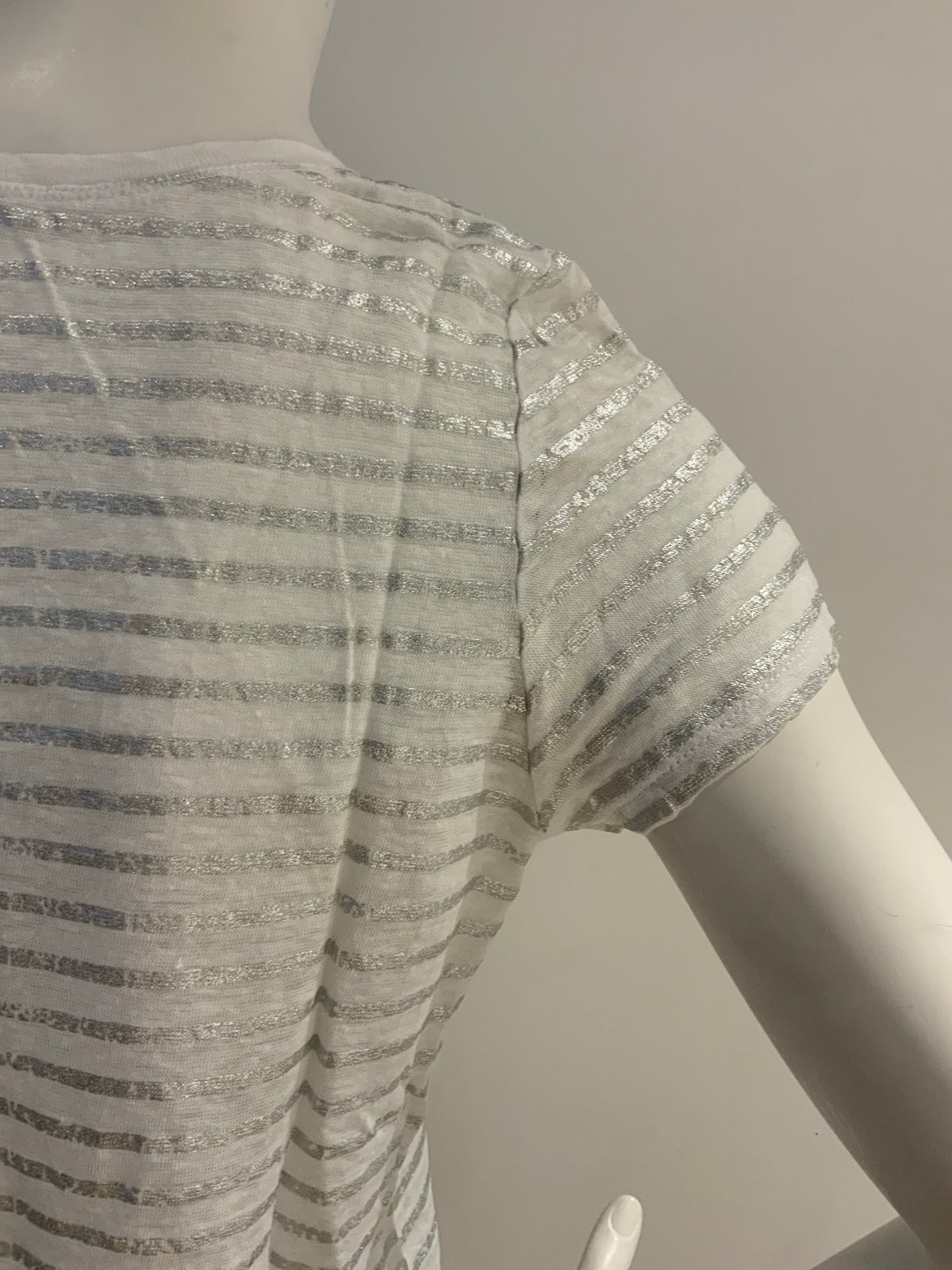 PURE COLLECTION Luxury SILVER WHITE STRIPED T shirt UK 10 US 4 ladies
