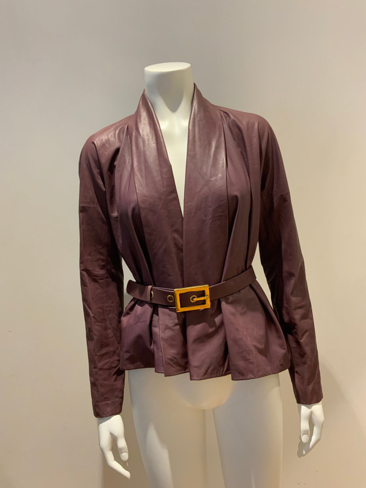 GUCCI Burgundy Leather Jacket & Matching Belt I 40 UK 8 US 4 ladies