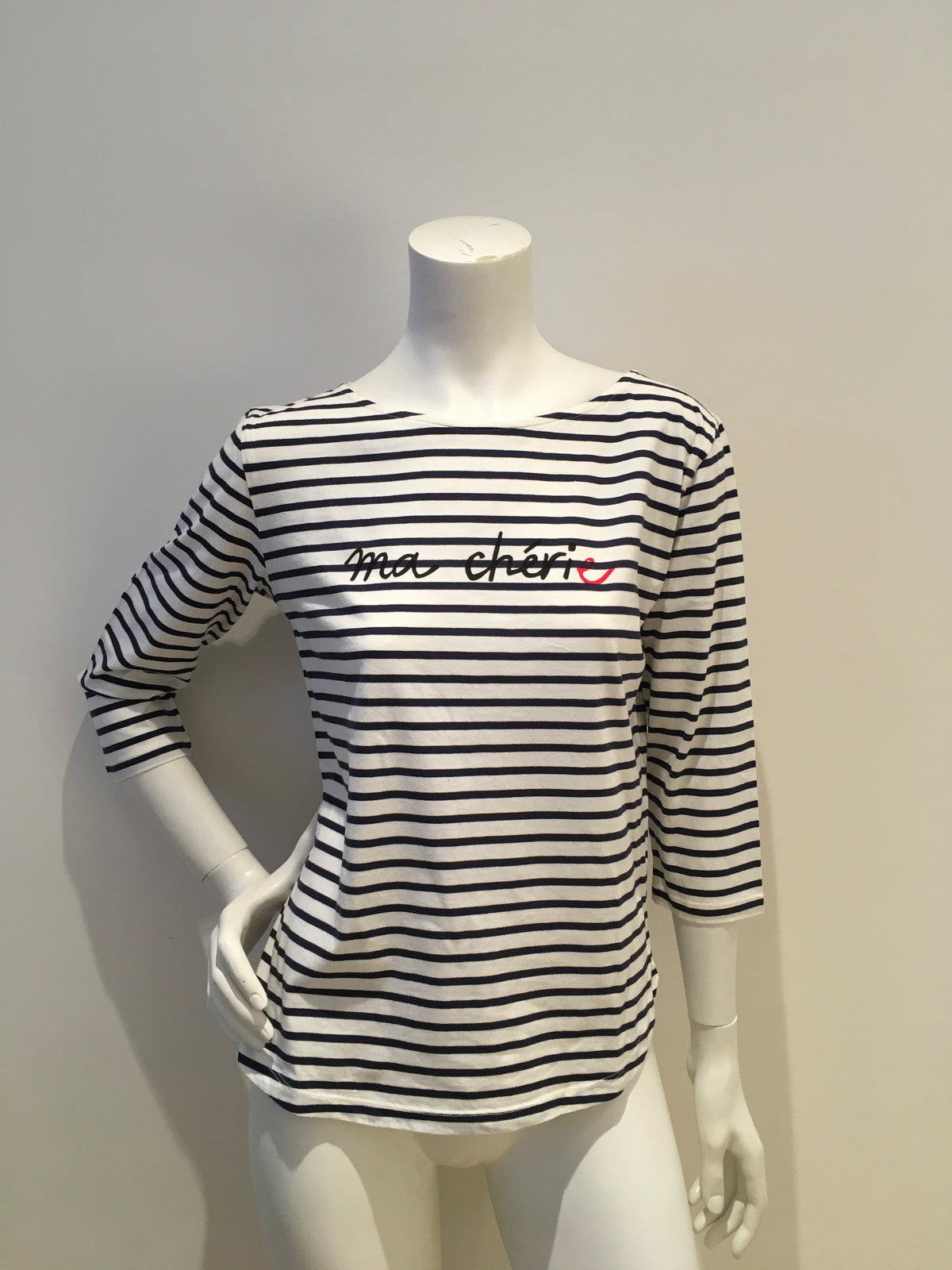 CHINTI & PARKER Printed striped organic cotton T-shirt Top Size S small ladies