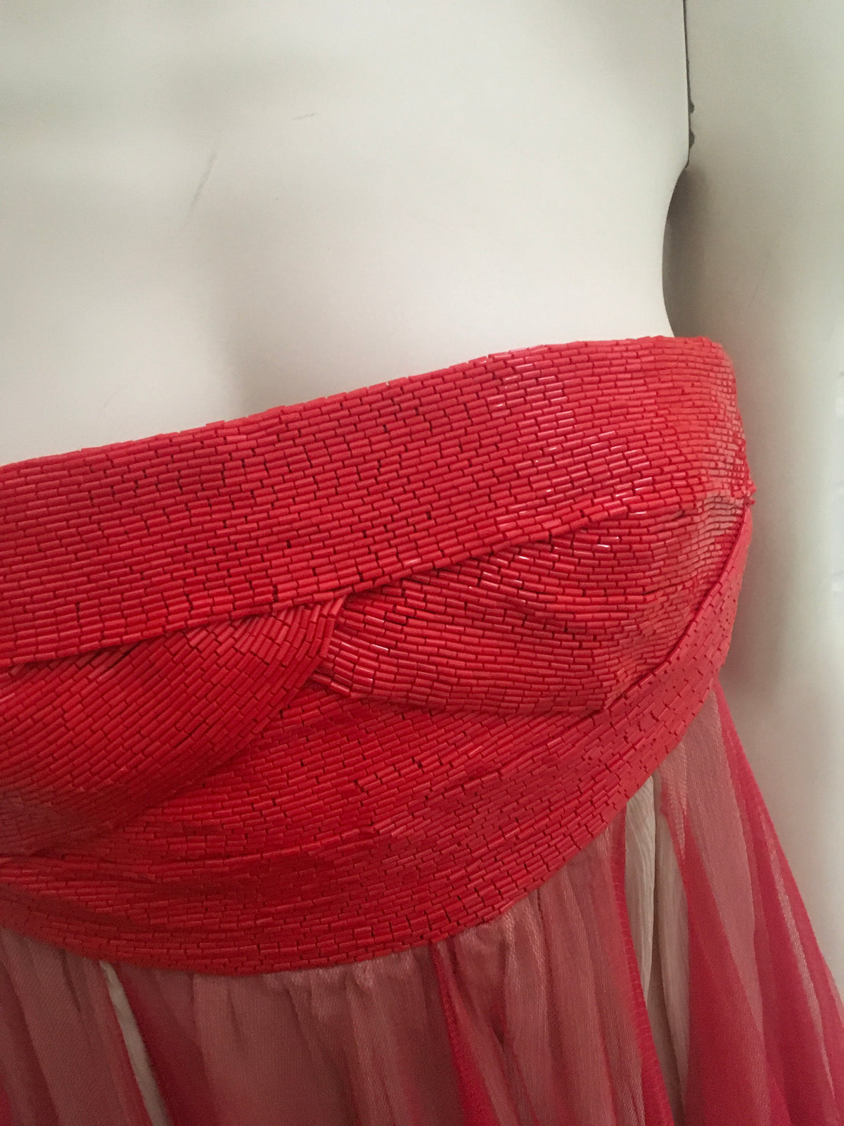 JASMINE DI MILO Red STRAPLESS HAND BEADED DRESS Ladies
