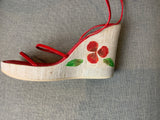 Caterina Lucchi Red Heels Wedge Platform Sandals Size 39 ladies