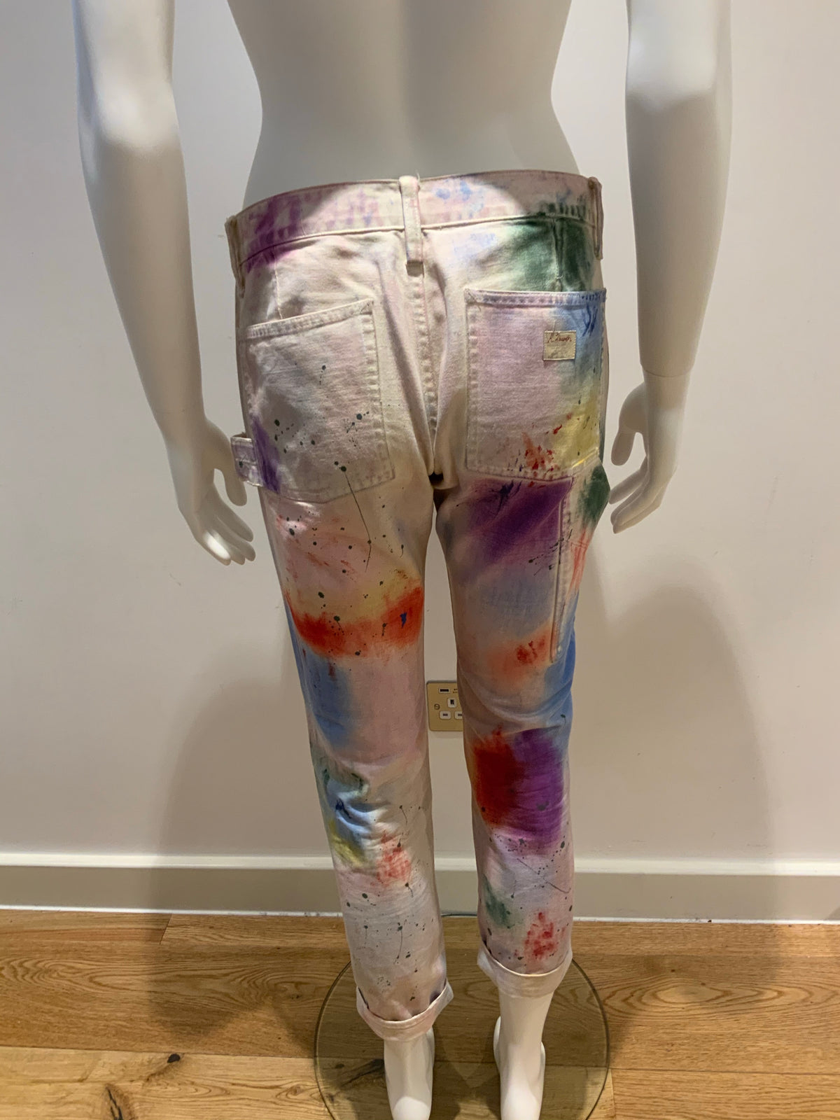 Ralph Lauren Blue Label Skinny Paint Splatter Jeans Denim Pants Trousers Sz 28 ladies