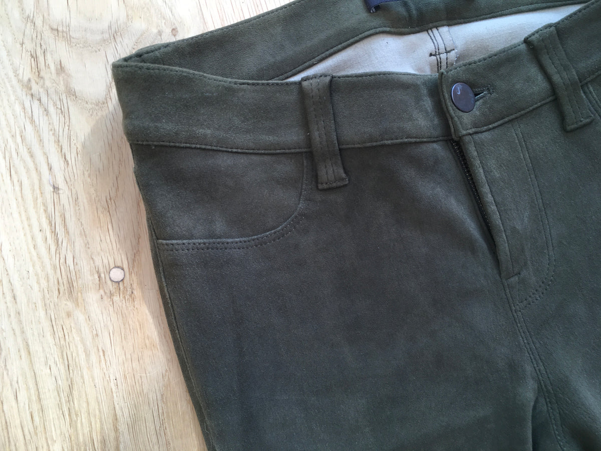 J BRAND Suede Super Skinny Pants Camo Olive Green Size 26  ladies