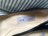 JIMMY CHOO POINTED TOE BLACK LEATHER PUMPS SHOES Ladies