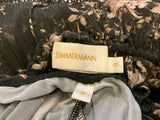 ZIMMERMANN MAPLES RUFFLE NECK Silk Birds Midi Dress Size 0 XS ladies