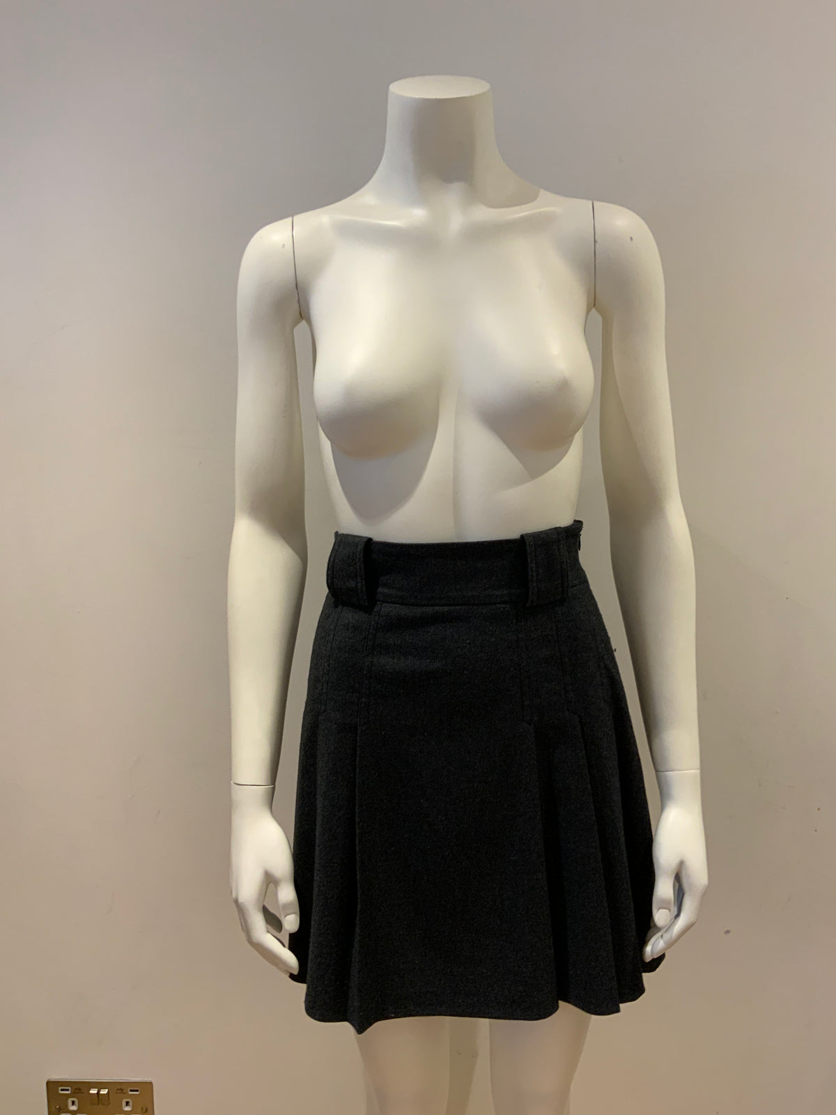 RED VALENTINO Grey Wool Pleated Mini Skirt SIZE I 38 UK 6 US 2 ladies