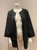 Grey Boucle Knit Wool Blend Oversized Cardigan SIZE Small Medium ladies