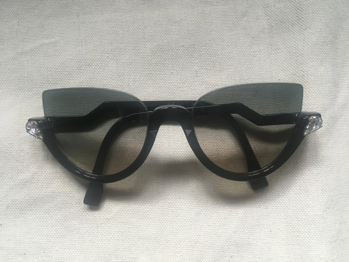 Fendi crystal blink half rim sunglasses Ladies
