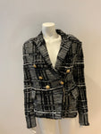 Balmain Double-breasted wool blend checked tweed blazer F 42 UK 14 US 10 ladies