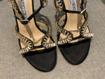 JIMMY CHOO Angel Satin Crystals sandals shoes Size 36.5 UK 3.5 US 6.5 ladies