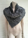 Armani Collezion Fur Knit Capelet Poncho Scarf Collar in Grey Size S Small ladies