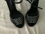 Ralph Lauren Purple Label Black Strappy Crystals Heels Size 39 US 9 UK 6 ladies