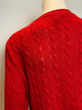 Ralph Lauren Lauren Cable Knit Wool & Cashmere Red Cardigan Size L large ladies