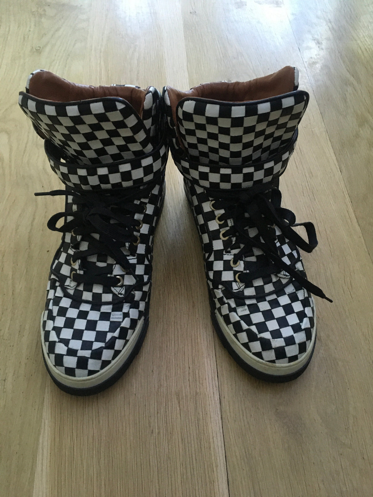 Givenchy White & Black Woven Leather Check Sneaker Trainers Unisex Justin Bieber Men