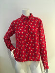 Talie NK red printed pure silk blouse size F 38 UK 10 US 6 ladies