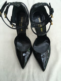 SAINT LAURENT Triple-Strap Patent Leather Pump Shoes Size 36 UK 3 US 6 ladies
