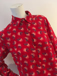 Talie NK red printed pure silk blouse size F 38 UK 10 US 6 ladies