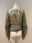 Etro Milano Silk Paisley and Logo Print Tunic Kimono Blouse Size XS ladies