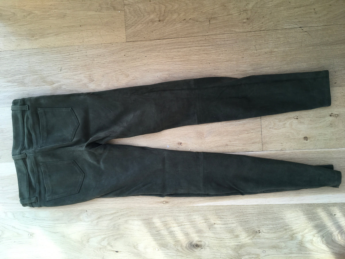 J BRAND Suede Super Skinny Pants Camo Olive Green Size 26  ladies