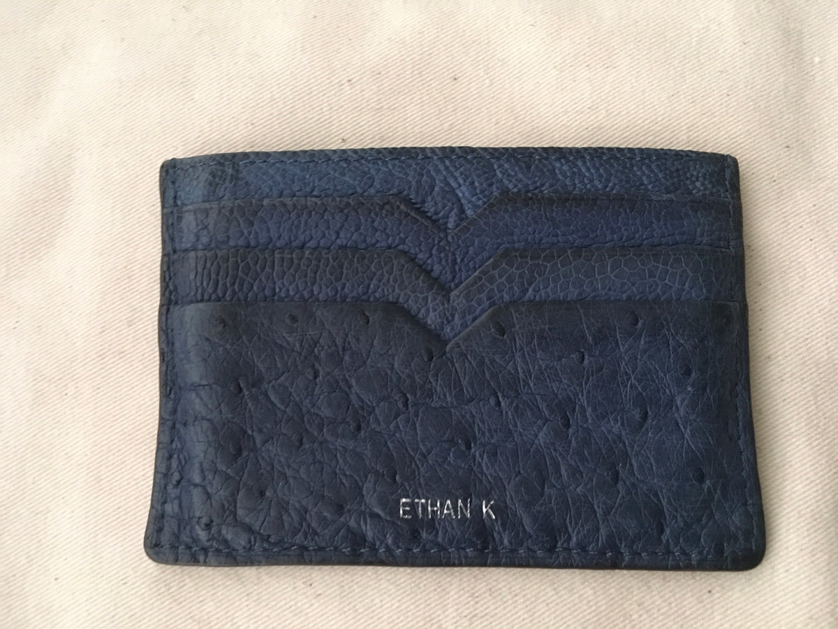 ETHAN K HARRODS GENUINE OSTRICH LEATHER CARDHOLDER men