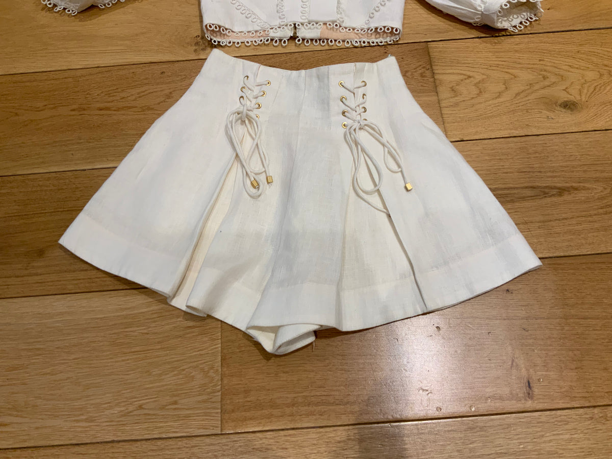 ZIMMERMANN Line Painted Heart Tear Bodice & Shorts SET SUIT SIZE 0 XXS ladies