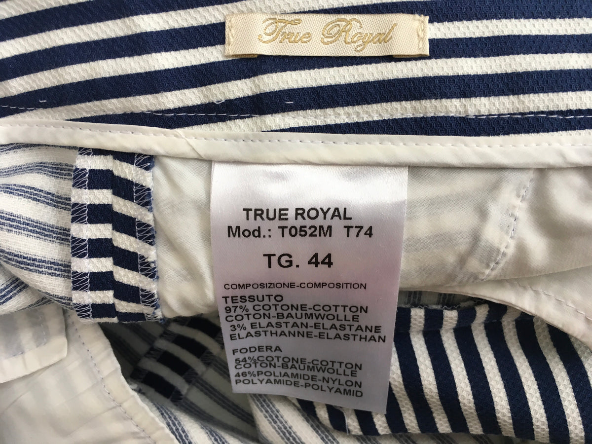 True Royal Pants Trousers White & Blue Stripes Mid-Rise Straight-Leg  Ladies